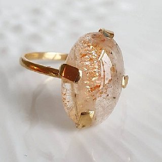                       CEYLONMINE-7.50 Carat Natural Brown Sunstone Gemstone Gold Plated Designer Ring for Men and Women                                              