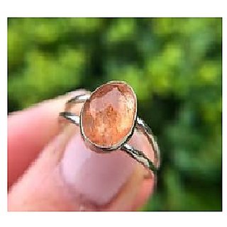                       CEYLONMINE-Certified Natural 7.5 Carat Sunstone Sterling Silver Panchdhatu Ring for Men and Women                                              