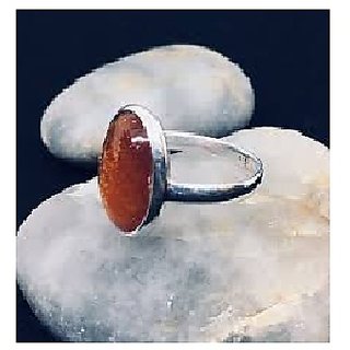                       CEYLONMINE-7.5 Ratti Brown Sunstone Sunsitara Sterling Silver Ring for Unisex                                              