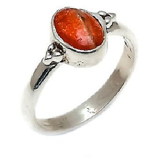                       CEYLONMINE-7.50 Ratti Natural Brown Sunstone Gemstone Pure Silver Designer Ring/Marriage Ring for Unisex                                              