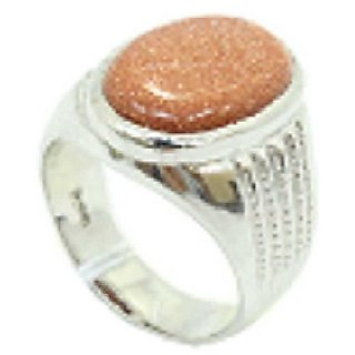                       CEYLONMINE-7.50 Ratti Natural Brown Sunstone Gemstone Pure Silver Designer Ring/Marriage Ring for Unisex                                              