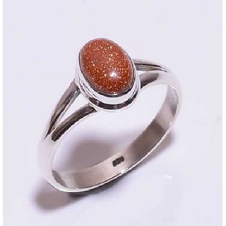                       CEYLONMINE-7.5 Ratti Brown Sunstone Sunsitara Sterling Silver Ring for Unisex                                              