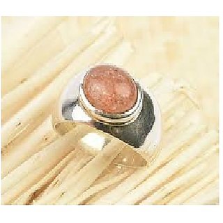                       CEYLONMINE-7.00 Ratti Sunstone Sunsitara Certified Natural Gemstone Sterling Silver Panchdhatu Adjustable Ring                                              