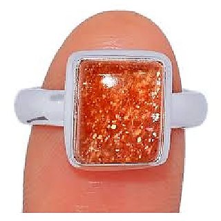                       CEYLONMINE-7.50 Ratti Sunstone Pure Silver Metal Natural and Original Stone Ring for Unisex                                              