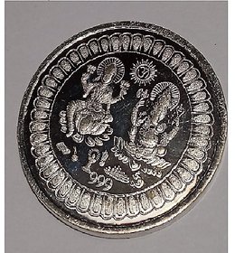 CEYLONMINE-10 Grams Laxmi Ganesh Pure Silver Plated Coin