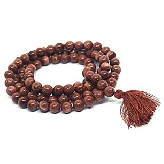                       Jaipur Gemstone-Natural Sun Stone Mala 108+1 Beads Rosary for Meditation and Healing                                              
