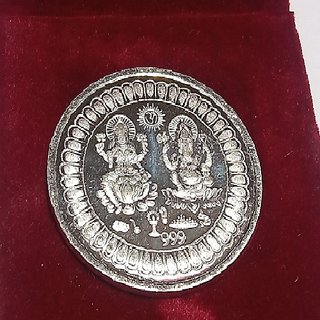                       CEYLONMINE-Silver Laxmi Ganesh Coin for Diwali Puja and Gift 20 Grams                                              