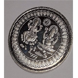                       CEYLONMINE-10 Grams Laxmi Ganesh Pure Silver Plated Coin                                              