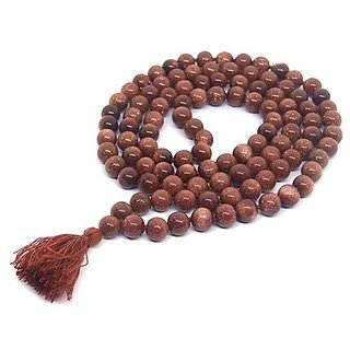                       CEYLONMINE-Natural Pure Sunstone Gems Mala 108+1 Beads                                              