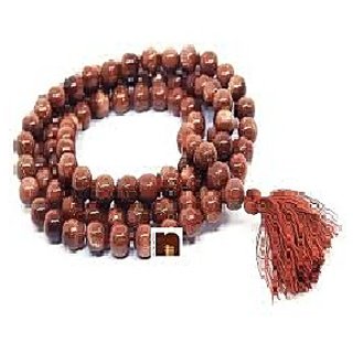 CEYLONMINE-Sunstone Mala 108 Beads Lab Certified Brown Mala for Unisex CEYLONMINE-Sunstone Mala 108 Beads Lab Certified Brown Mala for Unisex