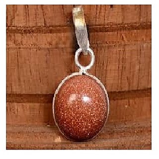                       JAIPUR GEMSTONE-6.50 Carat Natural Brown Sunstone Gemstone Silver Plated Pendant/Locket for Unisex                                              