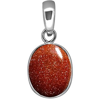                       JAIPUR GEMSTONE-Certified Natural 5.50 Ratti Sunstone Sunsitara Silver Plated Panchdhatu Pendant for Men and Women                                              