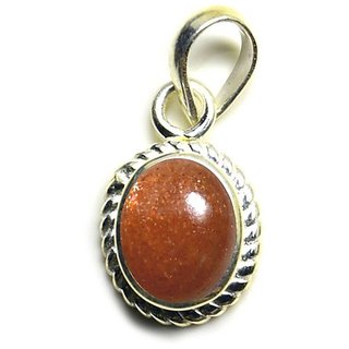                       JAIPUR GEMSTONE-5.5 Ratti Brown Sunstone Silver Plated Pendant for Unisex                                              