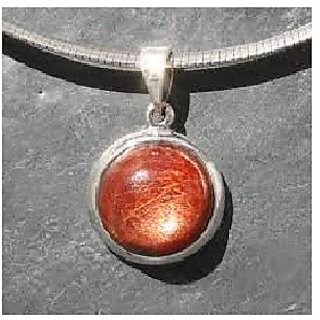                       JAIPUR GEMSTONE-5.00 Ratti Natural Brown Sunstone Gemstone Silver Plated Pendant for Unisex                                              