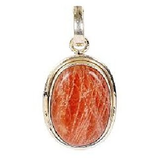                       JAIPUR GEMSTONE-5.5 Ratti Brown Sunstone Sunsitara Sterling Silver Plated Pendant for Unisex                                              