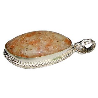 JAIPUR GEMSTONE-7.50 Ratti Sunstone Pure Silver Plated Natural and Original Stone Pendant for Unisex JAIPUR GEMSTONE-7.50 Ratti Sunstone Pure Silver Plated Natural and Original Stone Pendant for Unisex