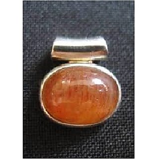                       JAIPUR GEMSTONE-Certified Natural 7.5 Carat Sunstone Sunsitara Silver Plated Pendant for Men and Women                                              