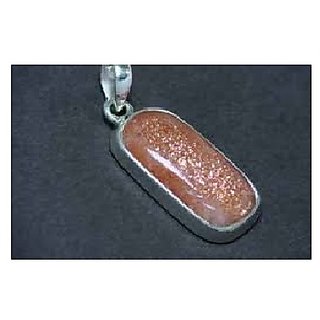                       JAIPUR GEMSTONE-7.00 Carat Natural Brown Sunstone Gemstone Silver Plated Pendant for Unisex                                              