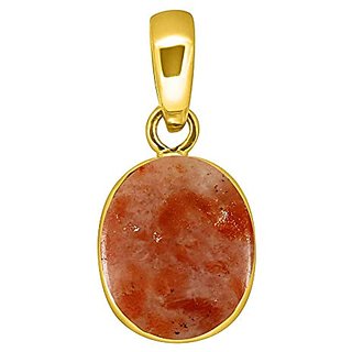                       CEYLONMINE-5.50 Sunstone Gold Plated Natural and Original Stone Pendant for Unisex                                              