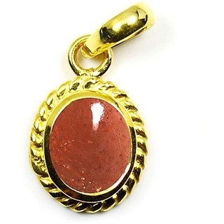                       CEYLONMINE-5.5 Carat Sunstone Sunsitara Gold Plated Pendant for Unisex                                              