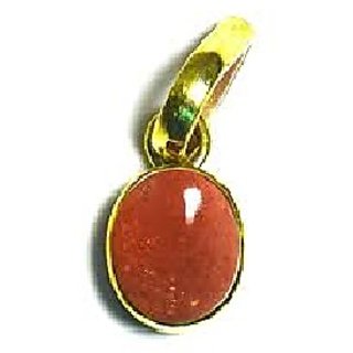                       CEYLONMINE-5.5 Ratti Natural Brown Sunstone Gemstone Gold Plated Pendant Jewelry for Unisex                                              