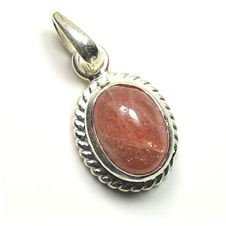 CEYLONMINE-5.00 Ratti Sunstone Sunsitara Certified Natural Gemstone Silver Plated Panchdhatu Pendant CEYLONMINE-5.00 Ratti Sunstone Sunsitara Certified Natural Gemstone Silver Plated Panchdhatu Pendant