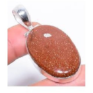                       CEYLONMINE-5.5 Carat Natural Brown Sunstone Gemstone Sterling Silver Pendant Jewelry for Unisex                                              