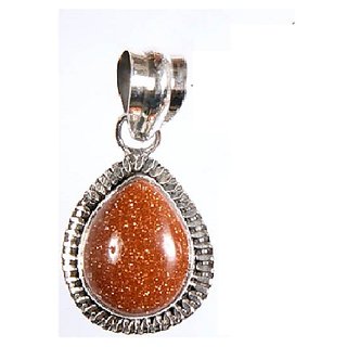 CEYLONMINE-5.00 Ratti Natural Brown Sunstone Gemstone Silver Plated Pendant for Unisex CEYLONMINE-5.00 Ratti Natural Brown Sunstone Gemstone Silver Plated Pendant for Unisex