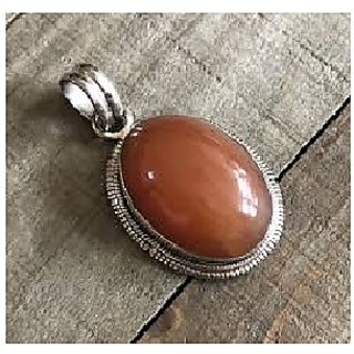                       CEYLONMINE-6.25 Ratti Sunstone Sunsitara Certified Natural Silver Plated Pendant for Unisex                                              