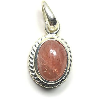                       CEYLONMINE-6.25 Ratti Sunstone Sunsitara Certified Natural Silver Plated Pendant for Unisex                                              