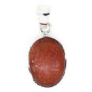                       CEYLONMINE-6.5 Carat Sunstone Sterling Silver Plated Pendant for Unisex Without Chain                                              