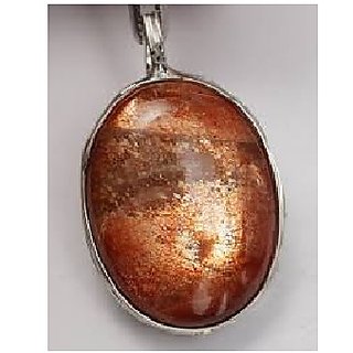                       CEYLONMINE-7.5 Carat Sunstone Sunsitara Certified Natural Silver Plated Pendant for Unisex                                              