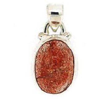CEYLONMINE-7.25 Carat Natural Brown Sunstone Gemstone Silver Plated Pendant for Unisex