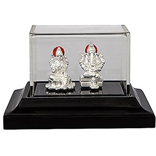                       CEYLONMINE-20 gm Silver Lakshmi and Ganesh Murti White Plated                                              