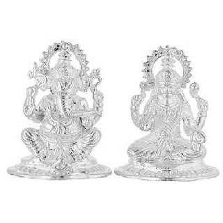                       CEYLONMINE-Silver Lakshmi Ganesha Idol for Pooja, Silver Laxmi Ganesh Murti for Gift 20 Grams                                              