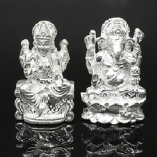 CEYLONMINE-20 gm Silver Lakshmi and Ganesh Murti White Plated CEYLONMINE-20 gm Silver Lakshmi and Ganesh Murti White Plated
