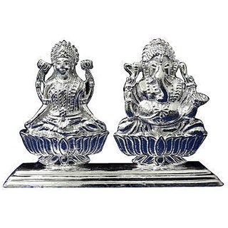                       CEYLONMINE-20 gm Laxmi Ganesh Pure Silver Metal Murti For Diwali Gift                                              