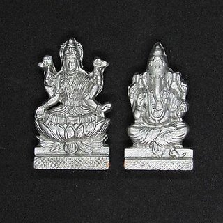                       CEYLONMINE-20 gm Lakshmi Ganesh Pure Silver Murti - Diwali Home Decoration Items                                              