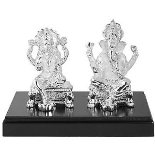                       CEYLONMINE-20 gm Silver Lakshmi Ganesha Idols for Home, Silver Gift Item                                              