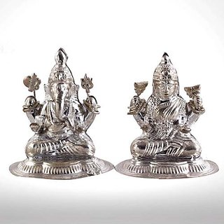                       CEYLONMINE-Silver Lakshmi Ganesha Idol for Pooja, Silver Laxmi Ganesh Murti for Gift 20 Grams                                              