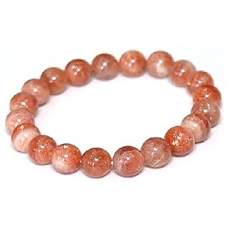                       JAIPUR GEMSTONE-Natural Semi Precious Sunstone Beads Bracelet Round Shape for Unisex                                              