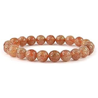                       JAIPUR GEMSTONE-Sunstone Gemstone Beaded Bracelet Color Brown Lab Certificate Stone                                              