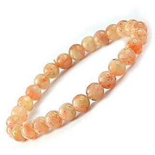                       JAIPUR GEMSTONE-Natural Sunstone Bracelet Stone Round Beads Bracelet                                              