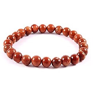                       JAIPUR GEMSTONE-Natural Sunstone Gemstone Bracelet Round Loose Beads Bracelet for Unisex                                              