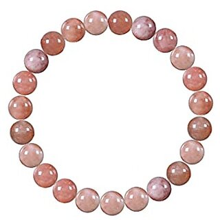                      JAIPUR GEMSTONE-Natural Semi Precious Sunstone Beads Bracelet Round Shape for Unisex                                              