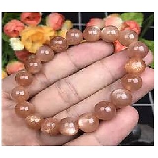                       JAIPUR GEMSTONE-Natural Sunstone Bracelet Stone Beads Bracelet Round Shape (Color : Brown)                                              