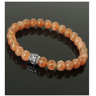                       JAIPUR GEMSTONE-Sunstone Beads Bracelet Brown Colour for Women and Men Fashion Jewellery                                              