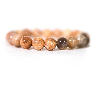                       JAIPUR GEMSTONE-Natural Semi Precious Sunstone Beads Bracelet Round Shape for Unisex                                              