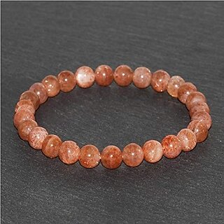                       JAIPUR GEMSTONE-Sunstone Gemstone Beaded Bracelet Color Brown Lab Certificate Stone                                              