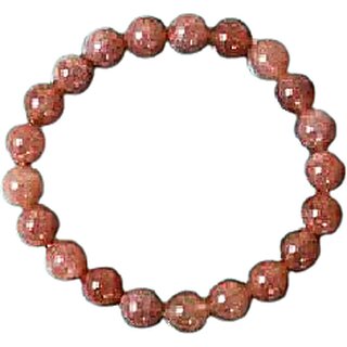                       JAIPUR GEMSTONE-Sunstone Natural Brown Beaded Bracelet Round Shape Beads                                              